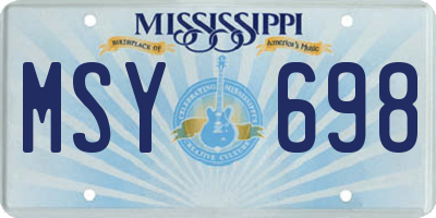 MS license plate MSY698