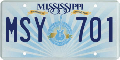MS license plate MSY701