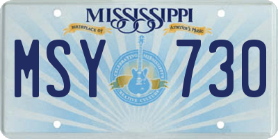 MS license plate MSY730