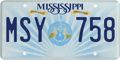MS license plate MSY758