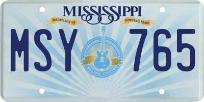 MS license plate MSY765