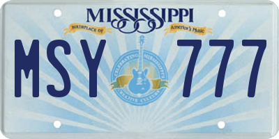 MS license plate MSY777