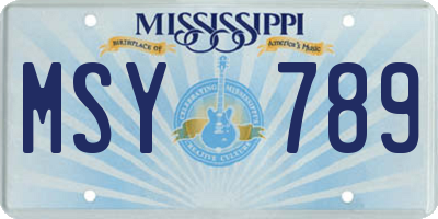 MS license plate MSY789