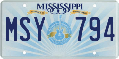 MS license plate MSY794