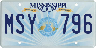 MS license plate MSY796