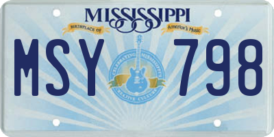 MS license plate MSY798