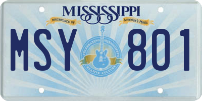 MS license plate MSY801