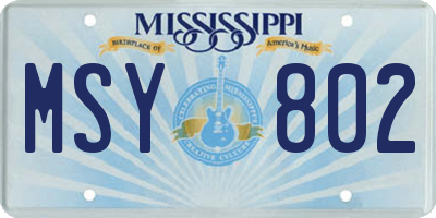 MS license plate MSY802