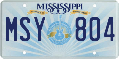 MS license plate MSY804