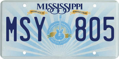 MS license plate MSY805