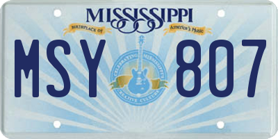 MS license plate MSY807