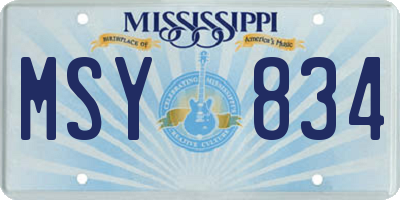MS license plate MSY834