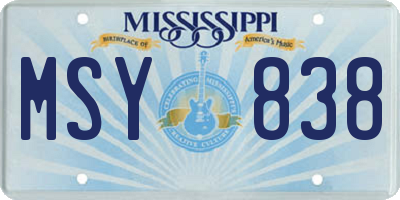MS license plate MSY838