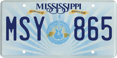 MS license plate MSY865