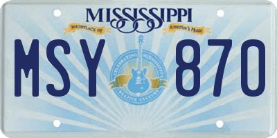 MS license plate MSY870