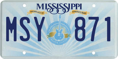 MS license plate MSY871