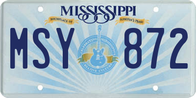 MS license plate MSY872