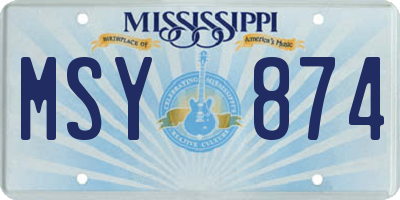 MS license plate MSY874