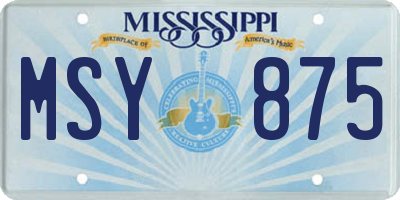 MS license plate MSY875