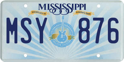 MS license plate MSY876