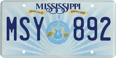 MS license plate MSY892
