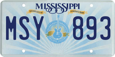 MS license plate MSY893