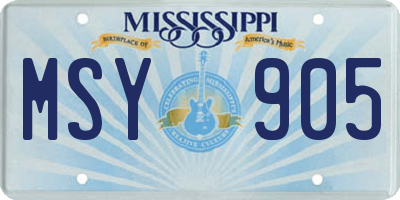 MS license plate MSY905