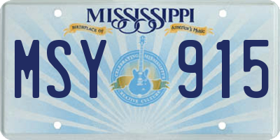 MS license plate MSY915