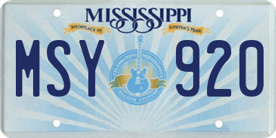 MS license plate MSY920