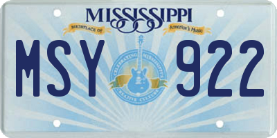 MS license plate MSY922