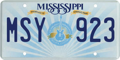 MS license plate MSY923