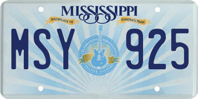 MS license plate MSY925