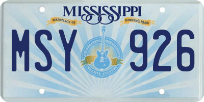 MS license plate MSY926