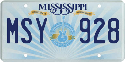 MS license plate MSY928