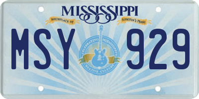 MS license plate MSY929