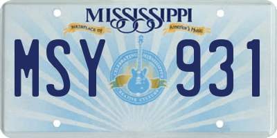 MS license plate MSY931