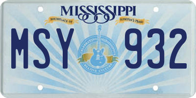 MS license plate MSY932