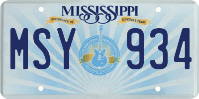 MS license plate MSY934