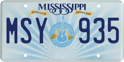 MS license plate MSY935