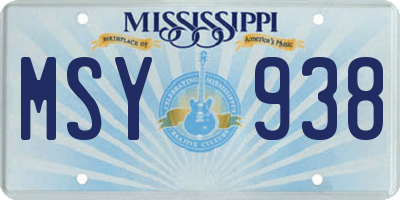 MS license plate MSY938