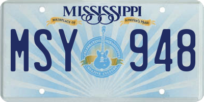 MS license plate MSY948