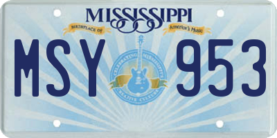 MS license plate MSY953