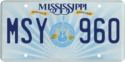 MS license plate MSY960