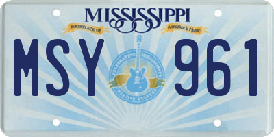 MS license plate MSY961