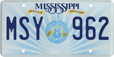 MS license plate MSY962