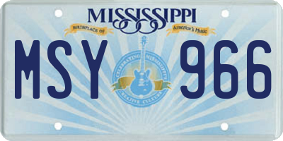 MS license plate MSY966