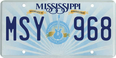 MS license plate MSY968