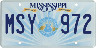 MS license plate MSY972
