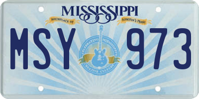MS license plate MSY973
