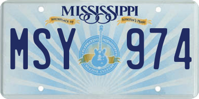 MS license plate MSY974